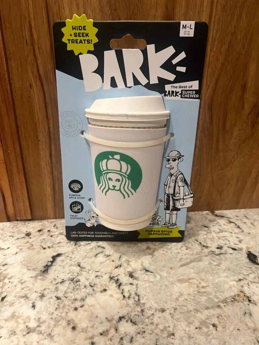 Bark Pumpkin Spice Puppuccino Dog Toy - White & Green